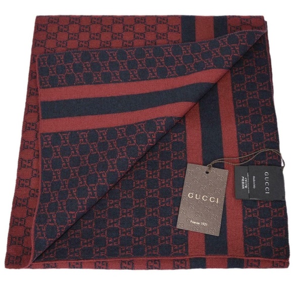 Gucci Accessories - ♥️SOLD♥️Gucci Unisex Burgundy Blue Wool WebStripe